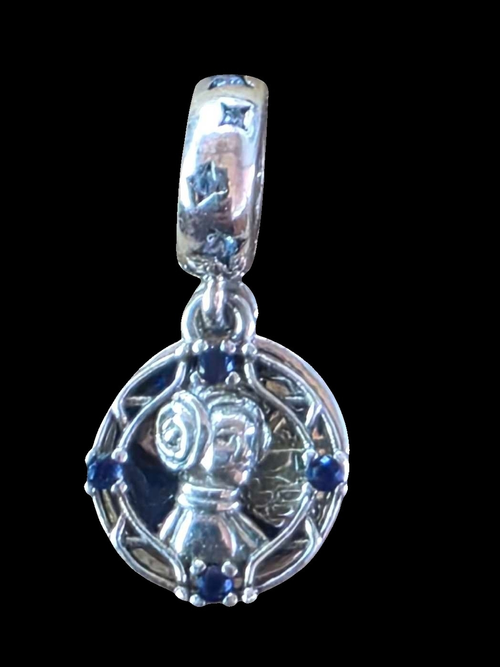 Sterling Silver Pisces Zodiac Pendant with Blue Accents